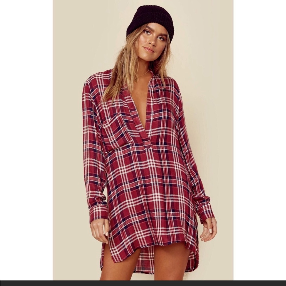 Brand New Blue Life Plaid Shirtdress